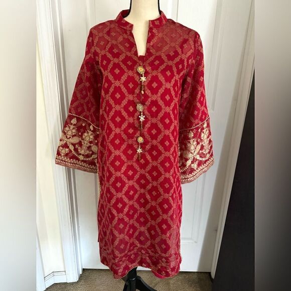 GUL AHMED KAAS PAKISTANI SEMI FORMAL DESIGNER DRESS 2 PIECE DRESS AND SLIP - Picture 3 of 8